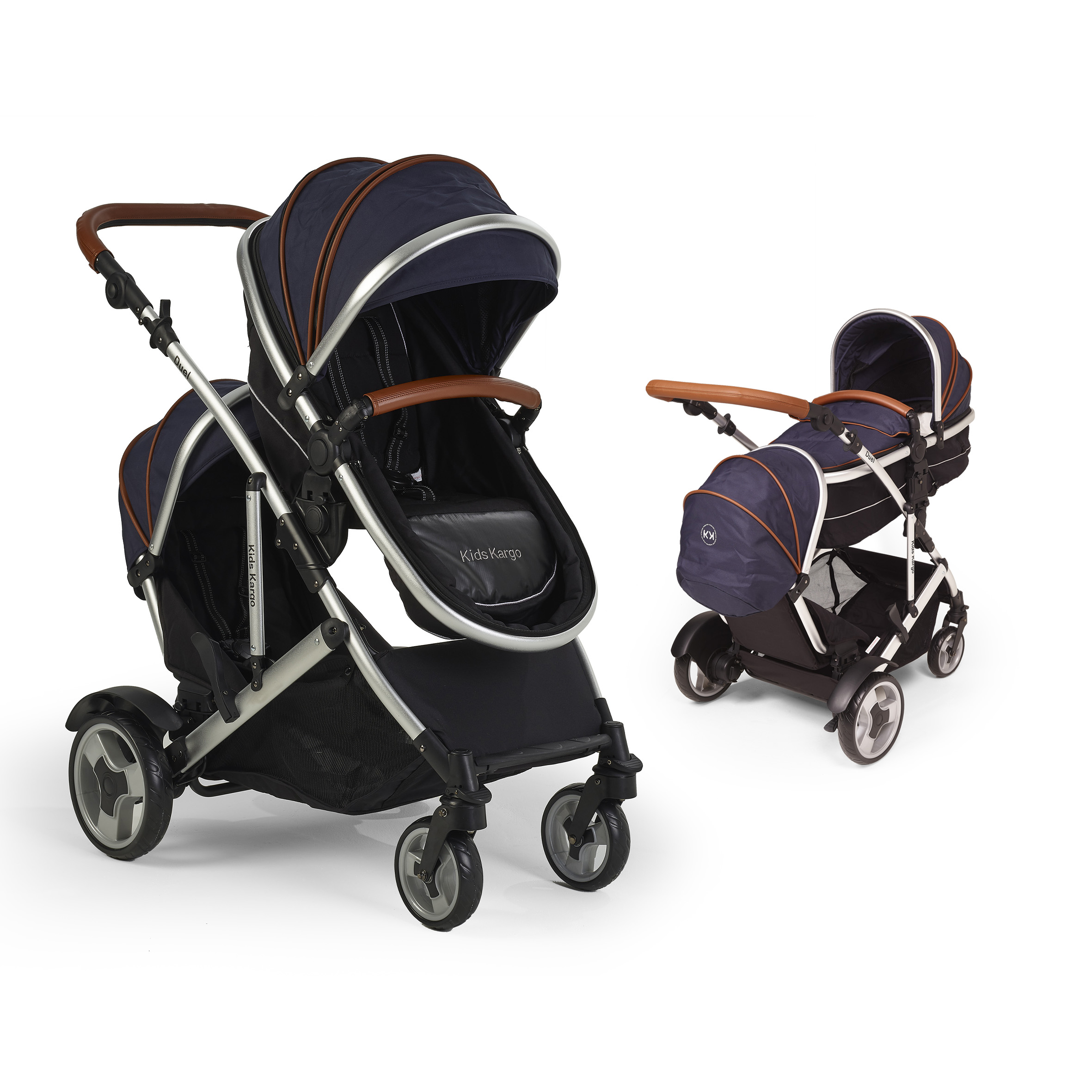 Duel Double Twin pushchair pram tandem carrycot converts seat Kids kargo newborn